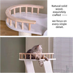 SHENGOCASE Modern Wooden Cat Tree Tower, 54.3 Inches Tall, 5-Level Perch Platform with Scratching Post, White