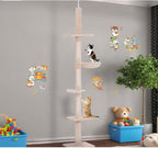 Stylish Cat Tree Tower with Sisal Scratching Posts, Cozy Condo, and Plush Perches for Climbing, Resting, and Play (Beige + Plush)