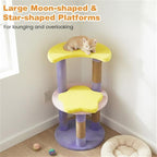 Moon & Star Themed Cat Tree Tower, 29" Tall, Cute Cat Tree for Indoor Cats, 4-Tier Cat Tree Tower for Indoor Cats with Jute Scratching Posts (Purple)