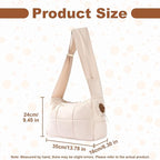 Mini Dog Purse Carrier with Pockets, Warm Cute Pets Bags with Secure Harness Clip, Cat Shoulder Bag for Outings, Lightweight Puppies Bags Kennel, Trained Pets Handbag Outdoor(Khaki,One Size)