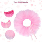 Dog Party Supplies Set - Pink Tutu Skirt, Birthday Hat, Necklace for Puppy Cat Halloween Wedding Costume