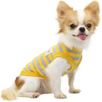 LOPHIPETS 100% Cotton Striped Dog Shirts for Small Dogs Chihuahua Puppy Clothes Tank Vest-Yellow and Gray Strips/L