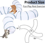 EGETOTA Cat Tunnel for Indoor Cats Large, with Play Ball S-Shape 4 Way Collapsible Interactive Peek Hole Pet Tube Toys, Puppy, Kitty, Kitten, Rabbit (S4 - White & Grey)