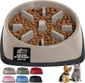 GORILLA GRIP Patented BPA Free Slow Feeder Dog Bowls, Interactive Puzzle Toy for Dogs and Cats Food Training Enrichment, Keeps Pets Busy and Prevents Puppy Overeating, Small Breeds, 1 Cup, Beige