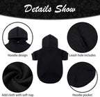 KOOLTAIL Dog Hoodie for Large Medium Small Dogs, Soft and Warm Pet Sweater with Leash Hole and Pocket Boy Girl, Puppy Fall Winter Jacket Clothes, French Pitbull Cold Weather Coat Sweatshirt, Black SM