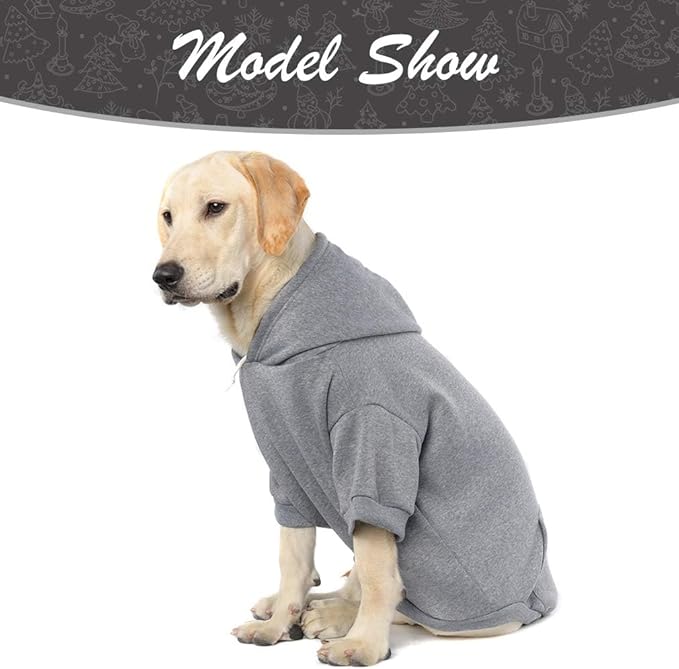 KOOLTAIL Dog Hoodie for Large Medium Small Dogs, Soft and Warm Pet Sweater with Leash Hole and Pocket Boy Girl, Puppy Fall Winter Jacket Clothes, French Pitbull Cold Weather Coat Sweatshirt, Grey XXL