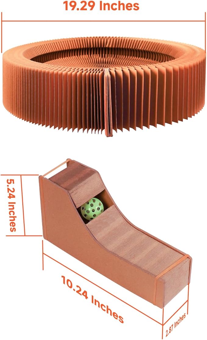 Cat Scratcher Lounge Bed, Collapsible Magic Organ Cardboard Cat Bed, Round Cat Scratching Bed Nest for Indoor Big Large Kitty Kitten Cats