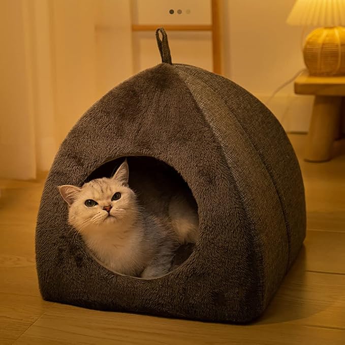 Cat House - Cat Bed for Indoor Cats Cute Triangle Cat's Nest Soft and Comfortable Cat's Nest with Antiskid Bottom for Cats Small Dogs Indoor and Outdoor
