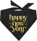Happy New Year Dog Bandana | 100% Cotton Adjustable Triangle | Made in USA | New Year's Eve | Celebration | Cheers to 2026 |Black, One Size (970)