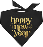 Happy New Year Dog Bandana | 100% Cotton Adjustable Triangle | Made in USA | New Year's Eve | Celebration | Cheers to 2026 |Black, One Size (970)