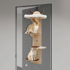 4-Tier Door Hanging Cat Tree, Door Mounted Cat Climbing Frame with Cat Litter & Scratching Board, Space-Saving Cat Tree for Indoor