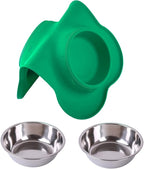 Hubulk Pet Dog Bowls 2 Stainless Steel Dog Bowl with No Spill Non-Skid Silicone Mat + Pet Food Scoop Water and Food Feeder Bowls for Feeding Small Medium Large Dogs Cats Puppies (X- L, Huntergreen)