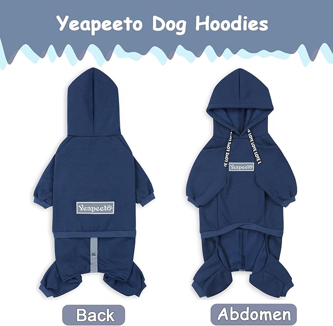 Dog Hoodies Winter Coat for Large Medium Dogs, Pullover 9 Legs Warm Coat Hooded Sweatshirt, Fleece Hoodie for Cold Weather (Dark Blue, X-Large)