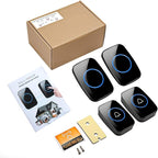 Wireless Doorbell, Waterproof Door Bell Kit, Distinguish Front and Rear Doors, Over 1000 feet Range and 60 Chime, 5 Levels Volume and LED Flash, for Home Office Classroom