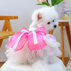 ANIAC Fancy Small Dog Dress, Bow Knot Girl Puppy Clothes, Cat Princess Dress, Spring Dog Clothes Female, Formal Pet Pary Outfit for Wedding Birthday Valentines (Red Bow, X-Small)