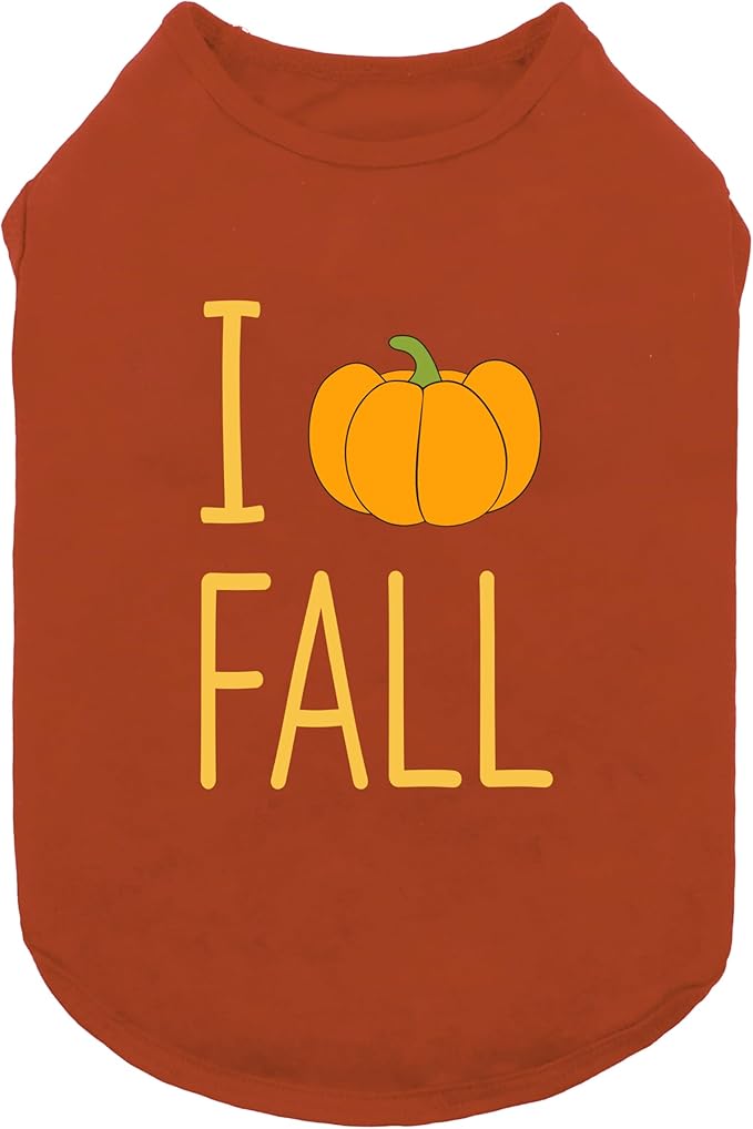 Fitwarm I Love Fall Dog Shirt, Thanksgiving Outfit for Small Dogs Boy Girl, Pet Clothes, Brown, Orange, Yellow, Large