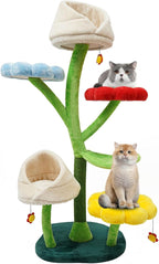 6-Tier Cat Flower Tree, 63.8inches Tall Cat Tower, Multi-Level Cat Tower 22lbs Load Capacity, Cat Climbing Frame, Flower-Themed Cats Tree with Cat Nest & Scratching Posts (Colorful)