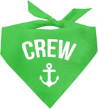 Crew with Anchor Dog Bandana | 100% Cotton | Made in USA | Boat & Fishing | Captain | Beach & Lake | Summer | Outdoors | Father's Day |Lime Green, X-Small (265)