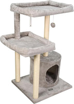 42-in Heavy-Duty Cat Tree for Large Cats, Multi-Level Tower with Sisal Scratching Posts, Plush Perch, Hammock & Condo Anti-Tip Design