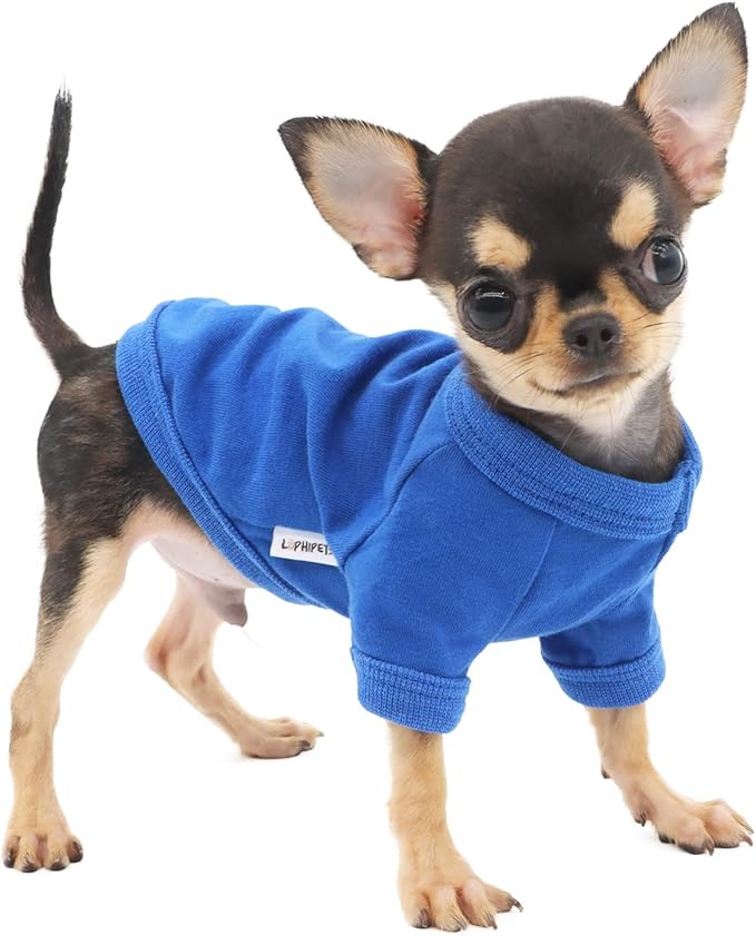 LOPHIPETS 100% Cotton Dog Tee Shirt for Small Dogs Teacup Chihuahua Yorkie Puppy Clothes-Blue/XS