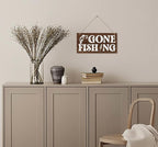 Funny Gone Fishing Wood Decor Sign, Hanging Printed Wooden Plaque Decor, Rustic Home Decor Sign, Hanging Fishing Decor Sign, Gifts for Men, Rustic Farmhouse Wall Decor Sign 12x6 inch