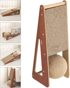 Vertical Cat Scratcher with Ball, 15.75Inch Cardboard Cat Scratcher for Indoor Cats, Sisal Cat Scratching Board, Wooden Cat Climbing Furniture for Wall Couch
