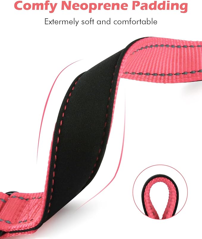 Martingale Collar for Dogs with Quick Release Buckle, Reflective Soft Padded & Escape Proof, Adjustable Nylon Dog Collars for Training & Daily Walking (Neon Pink,S)