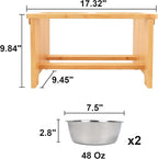 HTB Elevated Dog Bowls,Raised Dog Bowl Stand with 2 Stainless Steel Bowls,Elevated Raised Dog Bowls for Large Medium Small Sized Dogs