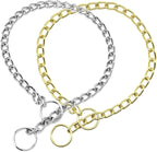 Chain Dog Choker Collar, Metal Slip Link Training Heavy Duty Choke Dog Collar Puppy Collars for XXS XS Small Medium Large Big XL Breed Dogs, Silver+Gold XL