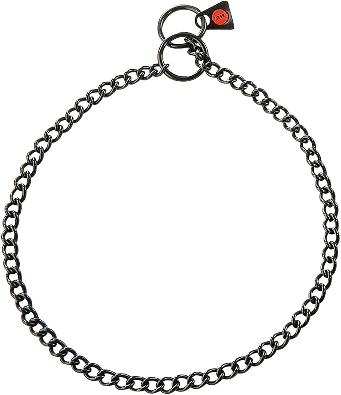Herm Sprenger Black Stainless Steel Choke Dog Training Collar No-Pull Slip Chain for Small Medium Large Dogs for Easy Control Show Chain Collar Made in Germany 2mm 26in (65cm)