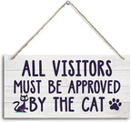 Funny Pet Quote Wood Decor Sign, All Visitors Must Be Approved by The Cat, Hanging Printed Wooden Plaque Décor, Rustic Wood Wall Décor, Lovely Front Door Sign, Home Décor Sign 12x 6inch