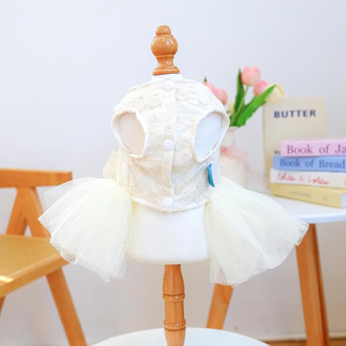 Fashion Sweet Puppy Dog Blingbling Princess Skirt Pet Dog Lace Cake Camisole Tutu Dress C-White L