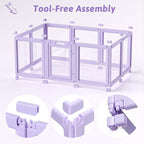 DIY Clear Acrylic Dog Playpen House,Quick Easy Assembly and Disassembly,Strong Floor Suction,Indoor and Outdoor Use,Easy Cleansing Puppy Fence (Purple, 23.6" H, 10PCS)