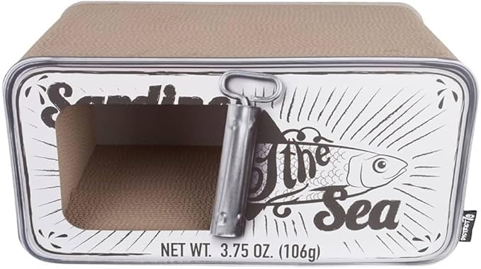 Sardine Cardboard Cat Scratcher, 60 x 30 x 30 cm, White