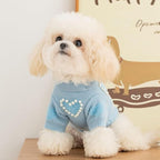 Winter Dog Sweater with Heart Shaped Pearl Decoration Thick Puppy Sweater for Small Dogs Pet Coat Dog Birthday