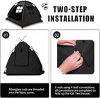 Open Design Pet Tent, Cozy Monitoring Bed for Cats & Puppies, Breathable Mesh Walls for Security & Ventilation, Indoor Outdoor Travel, Black