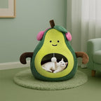Cute Cat Beds for Indoor Cats, Small Dog Beds, Soft Washable Pet Beds for Kitten and Puppy, Funny Avocado Cat Cave Cat Toys, 19 Inches