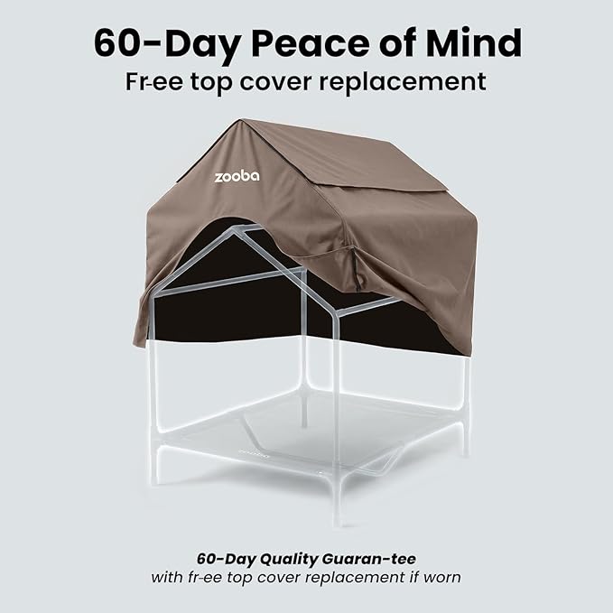 36" Large Dog House for Large Dog Indoor or Outside, Weatherproof 600D PVC Outdoor, Featuring Breathable 2x1 Textilene Elevated Dog Bed, Easy Clean (Brown)