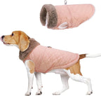BEAUTYZOO Winter Dog Coat with Harness Built in, Warm Dog Puffer Jacket Vest Padded Fleece Cold Weather Coats Windproof Waterproof Snow Jackets Clothes for Small Medium Puppy, Pink L