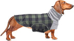 Dog Winter Coat,Dachshund Clothes,Waterproof Miniature Dachshund Jacket with Harness Hole,Dachshund Jumper with Turtle Neck,British Style-Green Plaid-XS