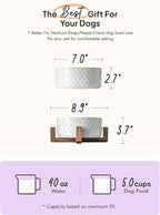 LE TAUCI Ceramic Dog Bowls for Large Dogs - 7" Elevated Water Bowl with Acacia Wood Stand, Single Pet Bowl Set for Food & Water, Clover
