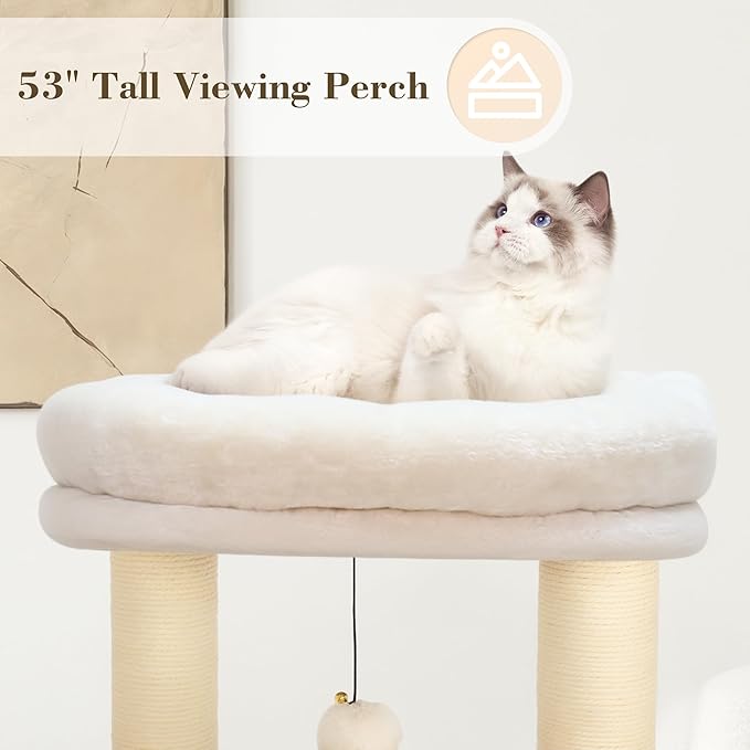 44.8in Gothic Cat Tree, Black Cat Condo Cats Tower with Coffin Bed & Sisal Scratching Posts, Scratching Ramp and Comfort Basket for Indoor Cats