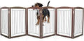 ZJSF Freestanding Foldable Dog Gate for House Extra Wide Wooden Brown Puppy Gate Stairs Dog Gates Doorways Tall Pet Gate 32 "Height 6 Panels Pet Fence
