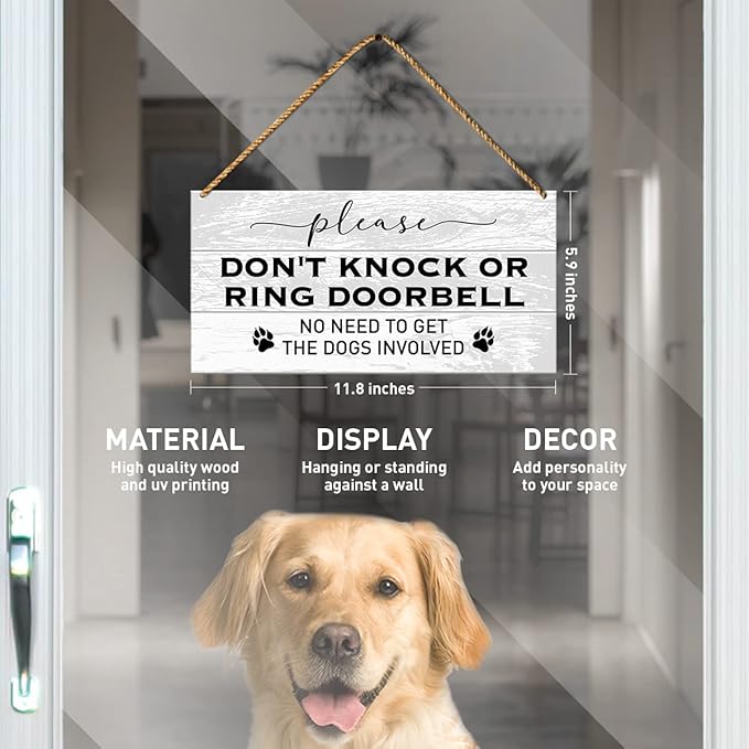 Beware of Dog Warning Sign for Front Door & Gate - Home Decor, Dog Lover Gifts