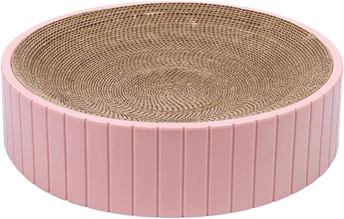 Round Cat Scratcher Durable 31Cmx31Cmx6cm Sofa Protector Detachable Nest Bed Cat Scratching Board Bed Scratch Board for Rest Kitty Kitten, Pink