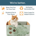 Cardboard Cat Scratcher, No-Mess Cat Scratch Box with Refillable Double-Sided Cat Scratch Pad for Indoor Cats