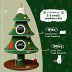 COMHOMA Christmas Cat Tree with 2 Cozy Houses,52" Holiday Cat Tower with Anti-Tip Safety,Festive Indoor Cat Climbing Furniture with Dangling Balls,Cat House and Climbing Tower for Kittens