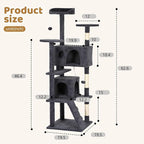 BestOffice 62 Inch Cat Tree, Multi-Level Cat Tower with Condo, Perches, Sisal Scratching Posts, Climbing Ladder,Indoor Activity Center Play House for Kittens & Adult Cats, Dark Gray