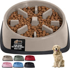 GORILLA GRIP Patented BPA Free Slow Feeder Dog Bowls, 4 Cup Interactive Puzzle Toy for Dogs and Cats Food Training Enrichment, Keeps Pets Busy and Prevents Puppy Overeating, Large Breeds, Beige