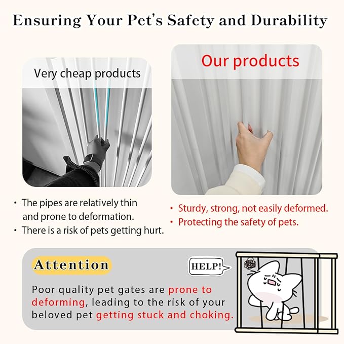 Lumizone Extra Tall Cat Gate 55.12" High Pressure Mounted Extra Wide 2025 New (17 Sizes) 1.37" Gap No Drilling Auto-Close One-Handed Operation Tall Pet Gate for Dogs(White, 55.12" H x 34.25"-38.38" W)